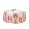 120" Blush Large satin Rosette embroidery Round Tablecloth