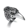 wholesale Big BIKER MEN's STAINLESS Steel Silver Black Heavy Metal Eagle Head Rings with Black Eyes New Punk Animal Rings