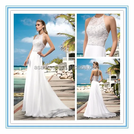 2015 New Designer A Line Lace Halter Neck Bridal Gowns Appliqued