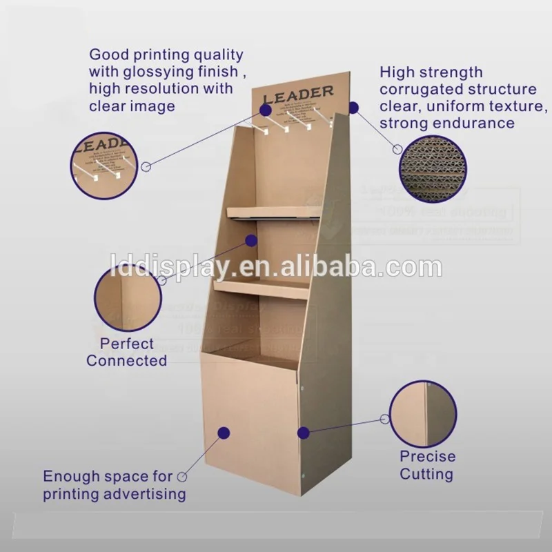 Cardboard Floor Displays Cardboard Display Stand With Shelf,Customized