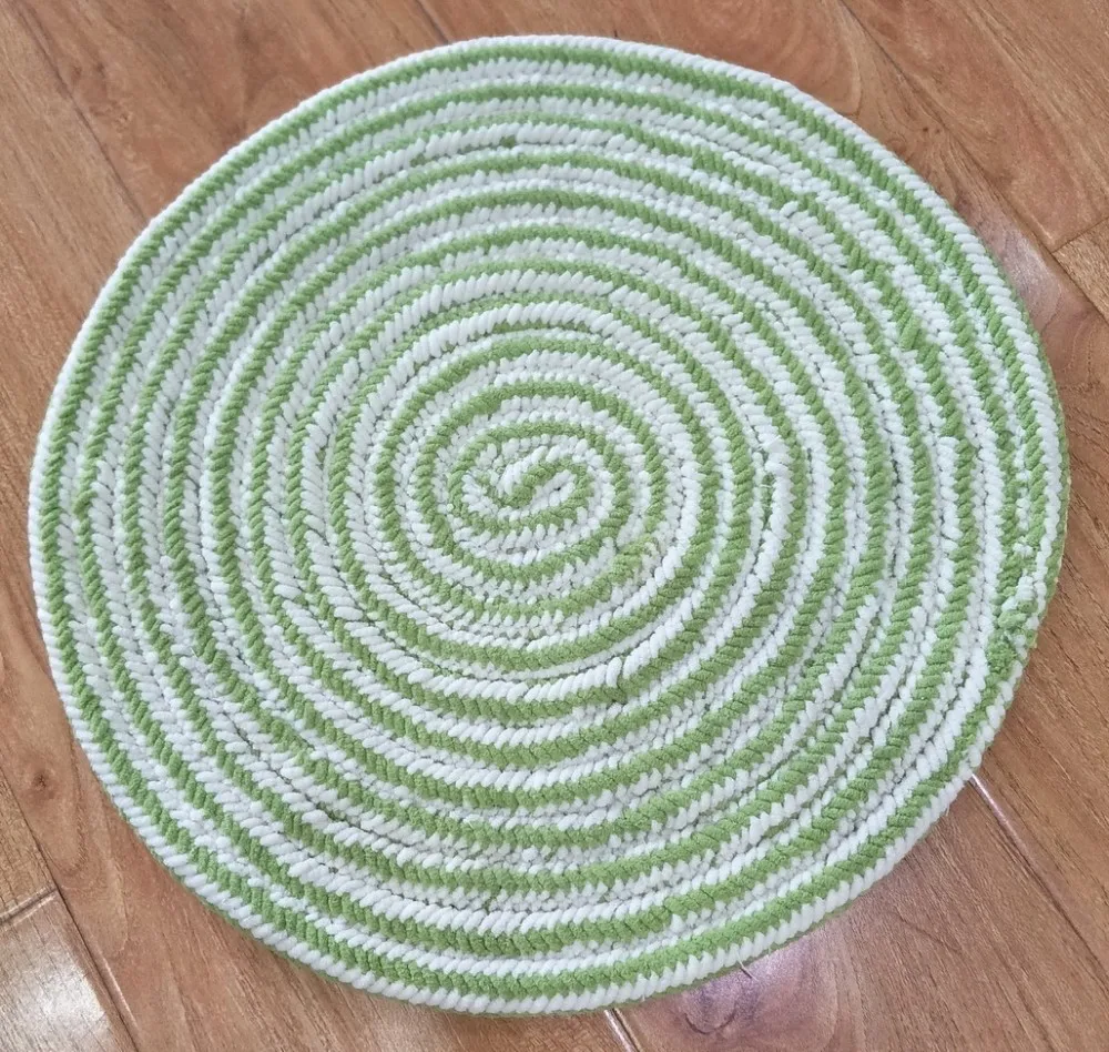 Polyester Round Chenille Braided Rug,Light Blue Machine Braided Rug