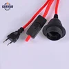 Coloured cloth covered electrical wire with plug, on off switch, E27 lamp socket