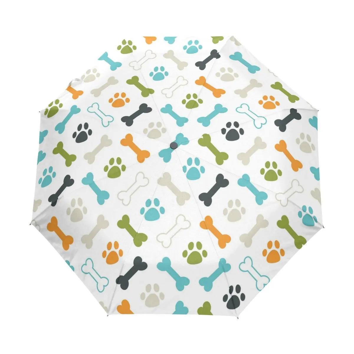 WOZO Puppy Dog Paw Bone 3 Folds Auto Open Close Umbrella