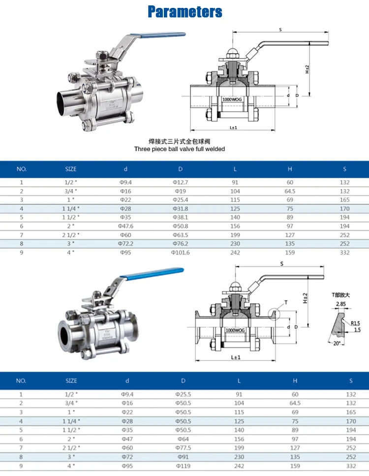 Sanitary Mini Ball Valve Parts Stainless Steel 3pc Ball Valve Price 2
