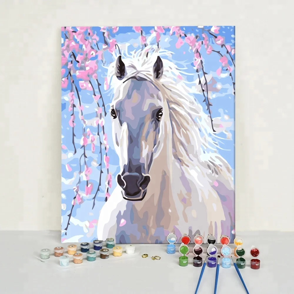 16 Colors Elegant White Magical Unicorn Diy Painting By Numbers Kids For Children Room Buy 8