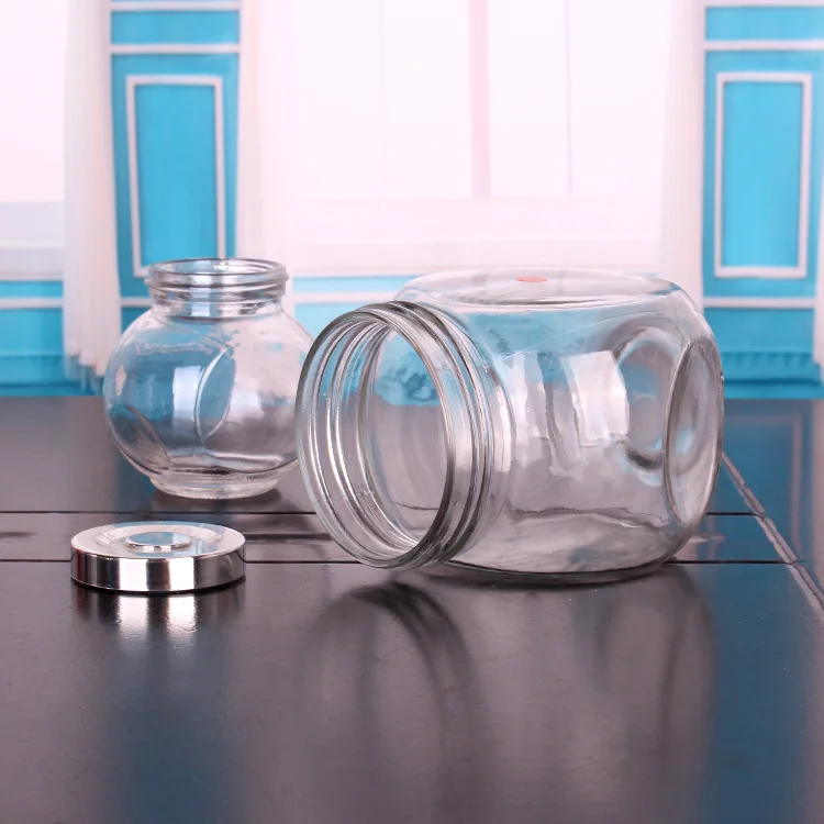 Cheap Empty Flat Drum 1.5 Litre 53oz Glass Cookie Canister Jars For