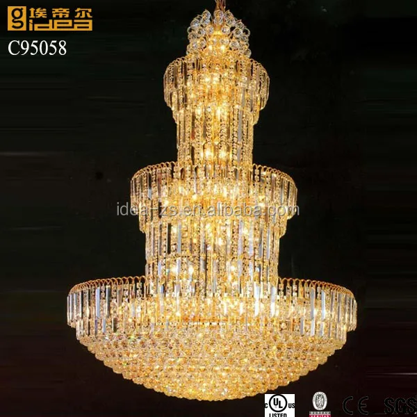 3 Tier Foyer Lighting Large Crystal Chandelier For Hotel Lobby