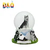 Custom logo resin wolf figurine snow globe with wolf