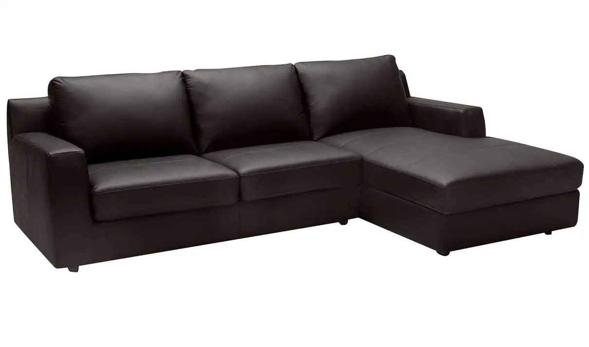 J&M Furniture Taylor Leather Right Facing Sectional Sofa in Dark Brown