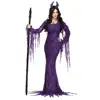 purple devil for Halloween. A witch in a blood-sucking party costume
