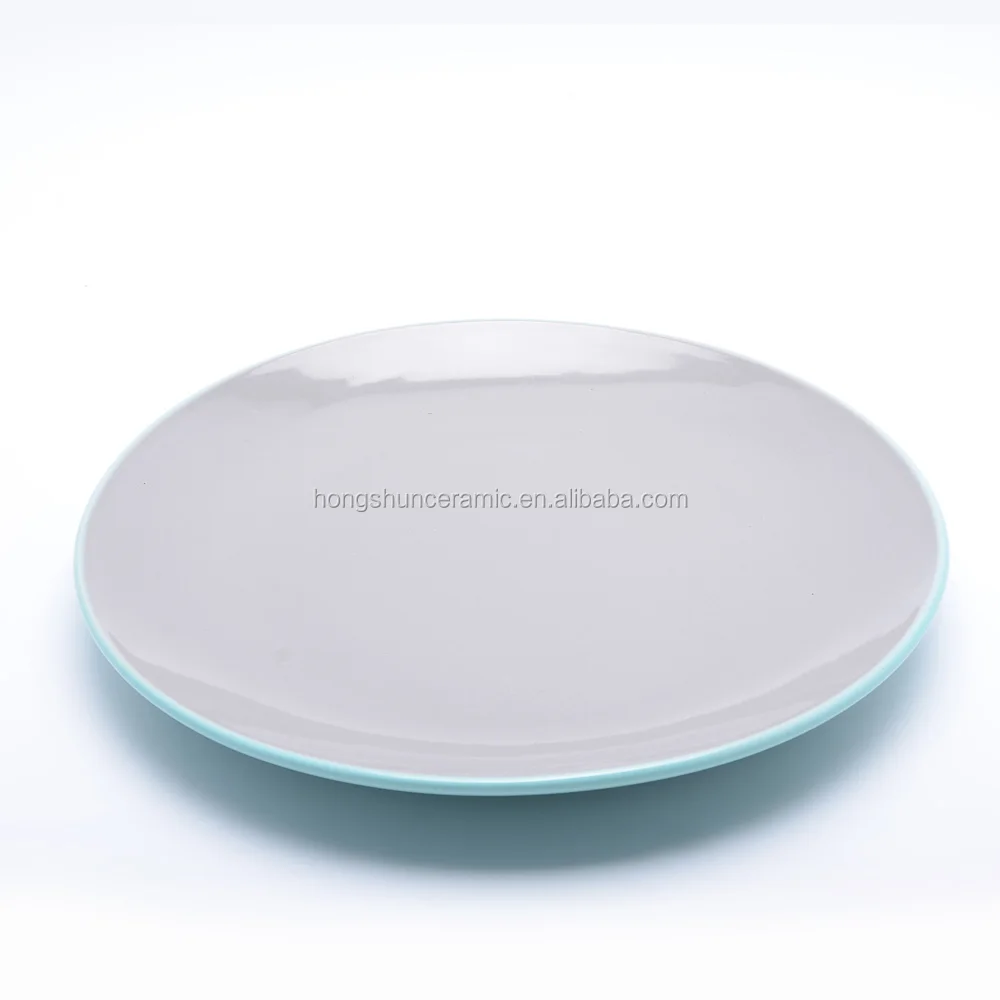 16pcs ECO solid color enamel glaze ceramic dinnerware dishes sets two tone