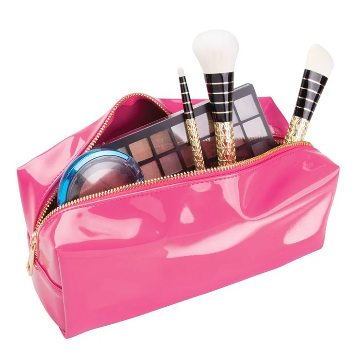 Custom Printed Pink Vinyl Cosmetic Bag Makeup For Travel Buy Cosmetic