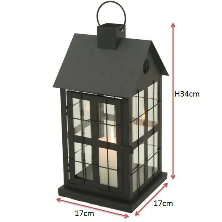 Christmas Decorative Black Metal House Candle Lantern - Buy Candle ...