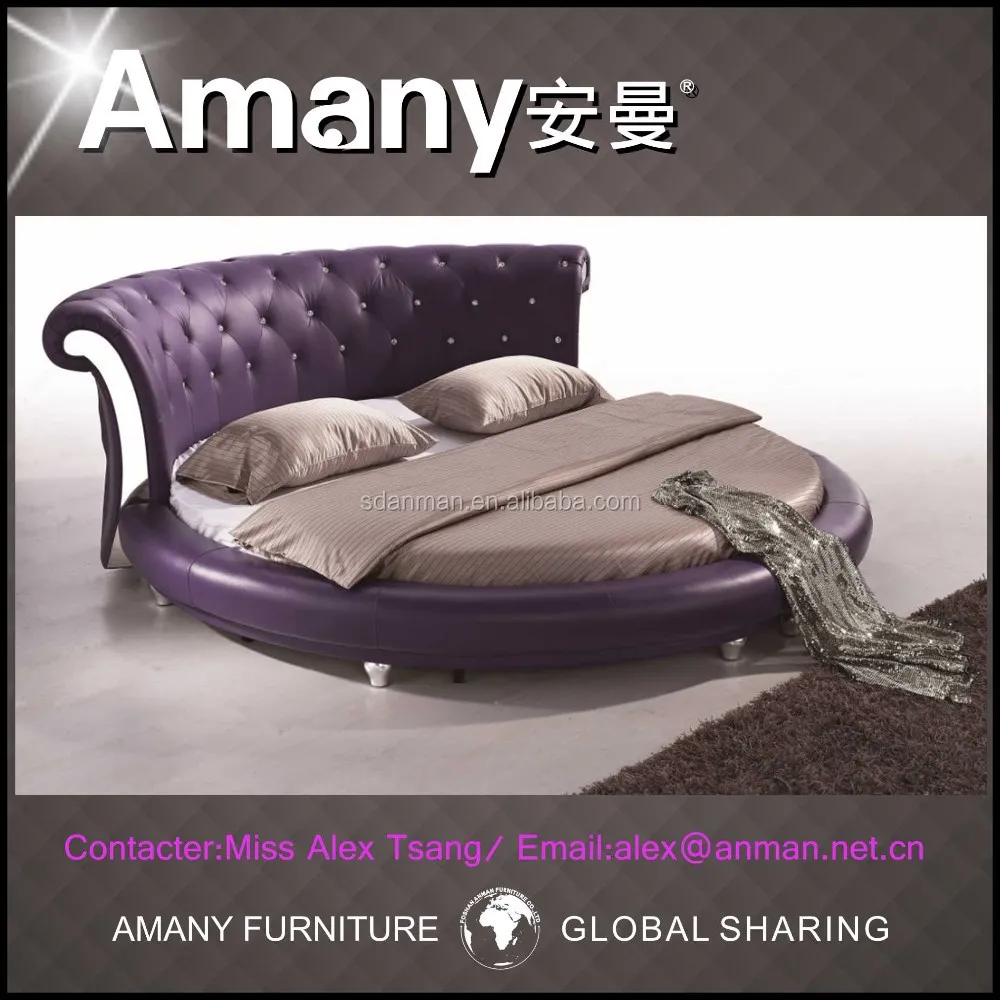 Romantische rundes form echte leder bett legt hochzeitszimmer bett ... Rundes bett