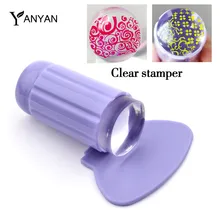 Novo 2.8 cm Limpar Jelly Nail Art Stamping Kit Stamper Scraper Polonês DIY Imprimir Template Manicure Ferramentas