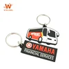 Private Brand Name Souvenirs Metal Ring Key Chain Custom 3D Raised Bus Logo PVC Rubber Keychain for Labeling
