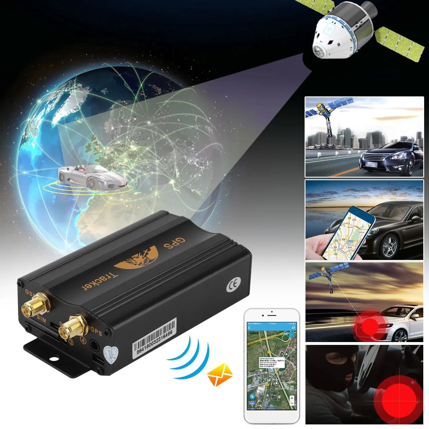 Auto Vehicles Tracking System GPS Tracker Car SMS GPRS Tracking Device 103-A With Aerial Support Both GPS & LBS Auto Tracking System GPS Tracker Car SMS GPRS Tracking Device With Aerial