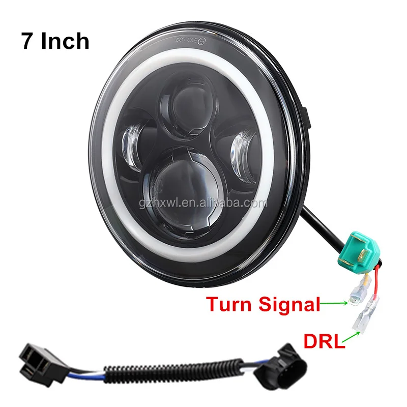 7 inch round LED headlight angel eyes for HARLEY motorcycle 40W led DRL front light