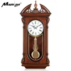 High Quality Big Antique Vintage Decorative Hourly Chime pendulum Wooden Wall Clock