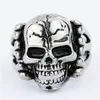 Men's Gothic Biker Punk Style Stainless Steel Silver Plated Alloy Satan Skeleton Skull Rings
