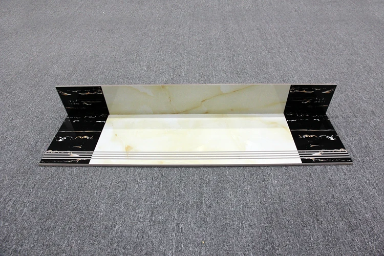 China Supplier Double Color Matching High Gloss Non Slip Stair Tile Marble Look Like Glazed Interior and Exterior Stairs Tile