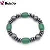 RainSo Green and Brown Agate Beads Stone Hematite Health Magnetic Bracelets Bangles