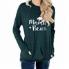 Wholesale Winter Hot Sale Fashion 2018 Mama Bear Printed With Pocket Raglan Soft Knitted Tee Top For Woman