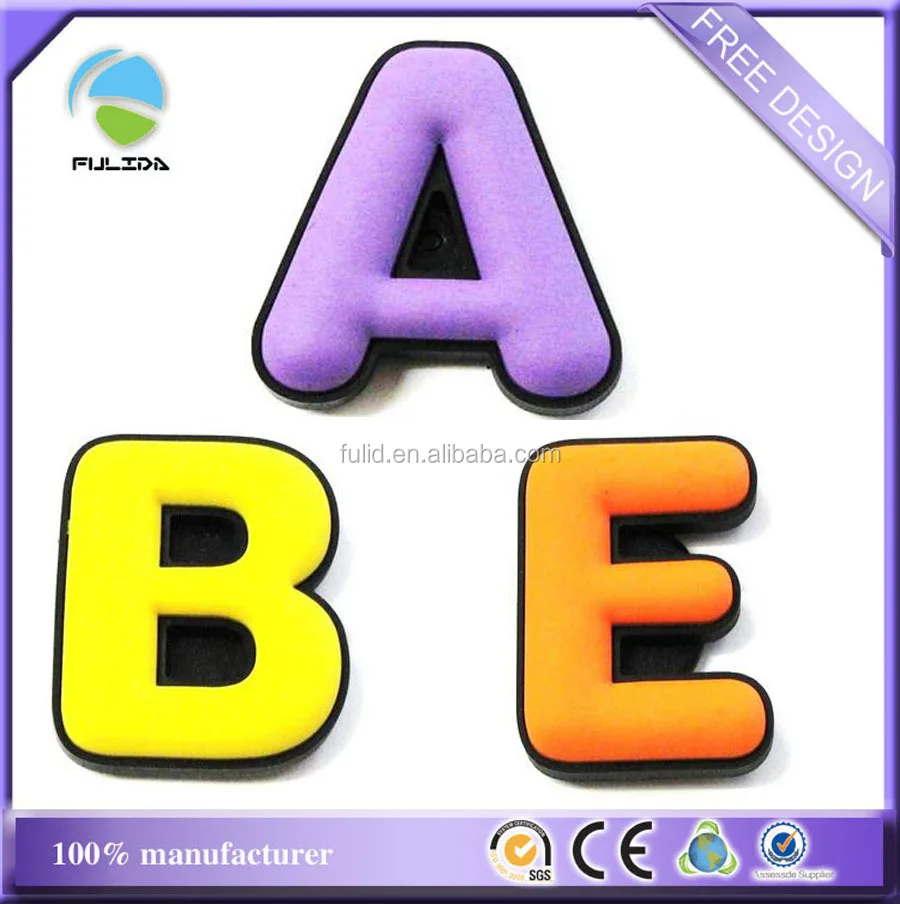 Custom Yellow Teching 26 Alphabet Letters Shaped Rubber Plastic Fridge