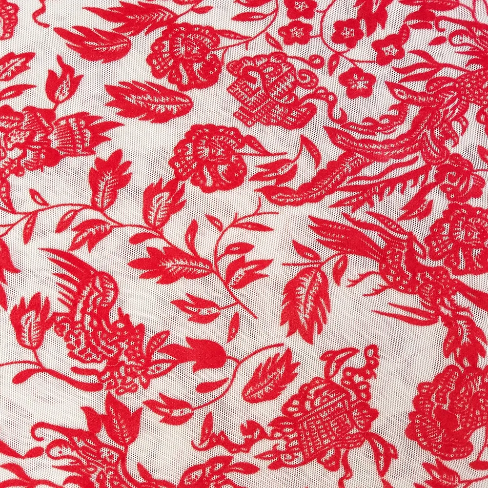 Poly Spandex Soft Power Mesh Flock Fabric For Garment - Buy Flocked ...