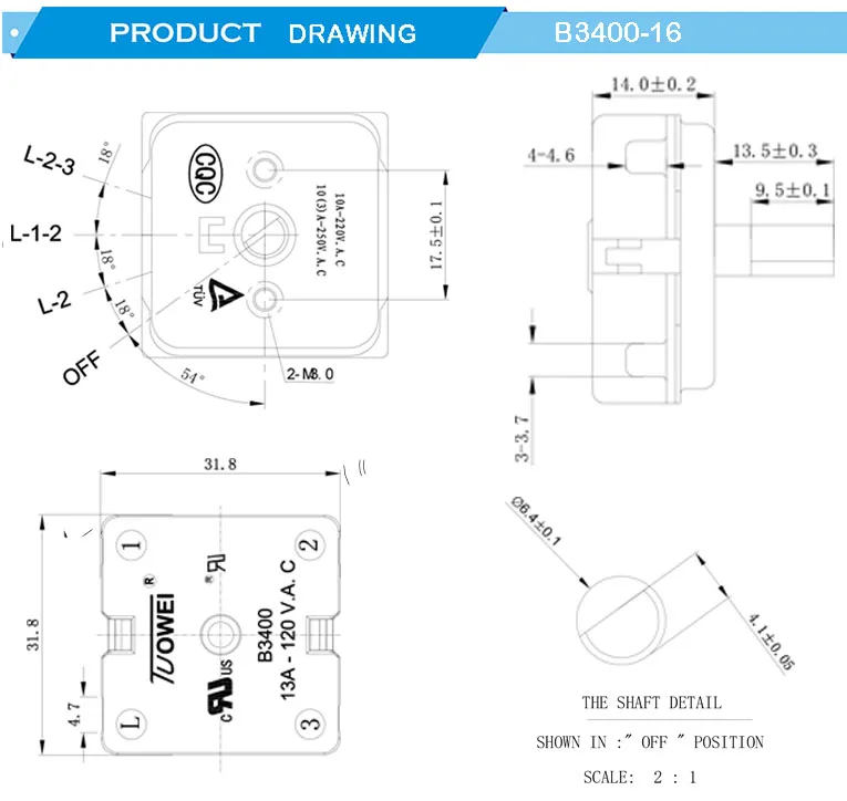 Heschen Commutatore Selettore A Camma Rotante Universale SZW26-20/D202 - Foto 10