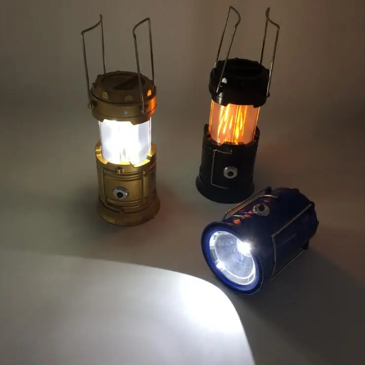 Portable Outdoor Led Flame Lantern 3in1 Camping Lantern For Hiking