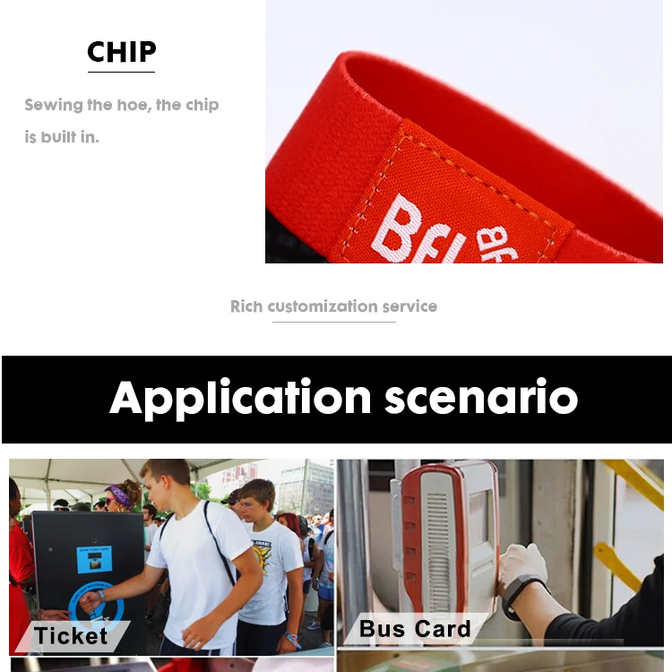 New Style NFC Elastic Fabric Bracelet Woven Customized RFID Wristband - detailed image 3