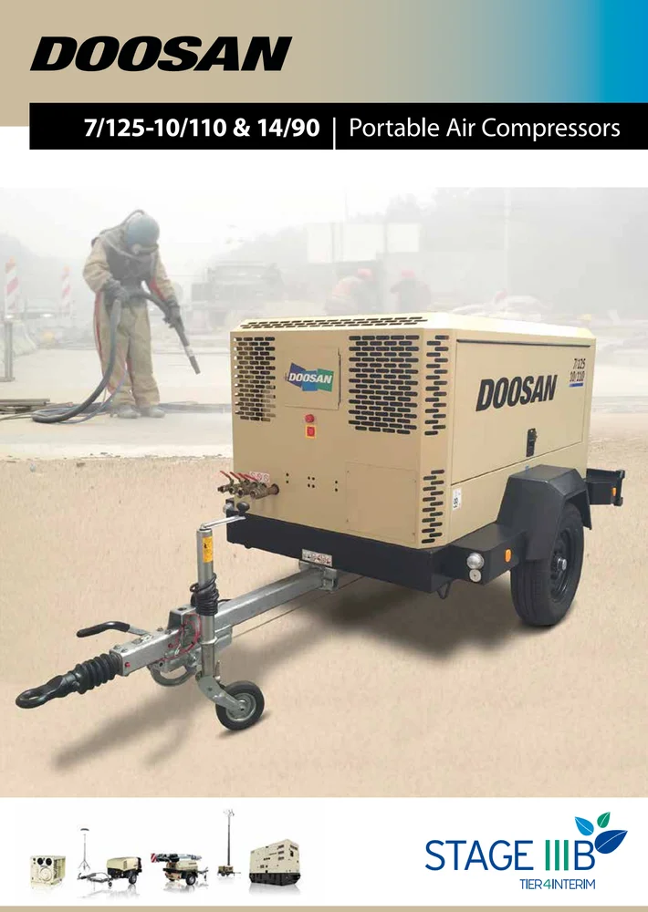 Doosan( Ingersoll Rand) Diesel Portable Air Compressor 7/12510/110