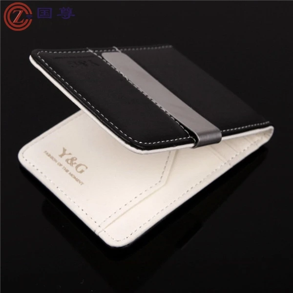 Horizontal Genuine Leather Money Clip Wallet / Smart Money Clip Credit Card Holder Personalized Gift