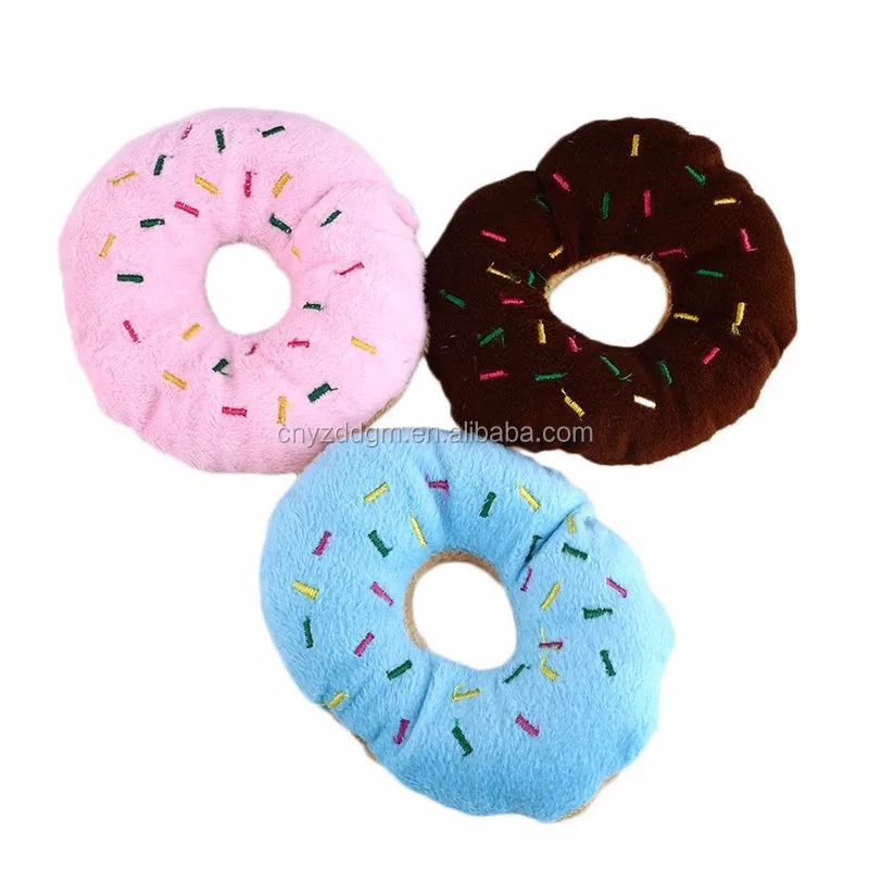 Tugging Sound Animal Play Puppy Lovely Donut Pet Toys Dog Toy 3 Color 
