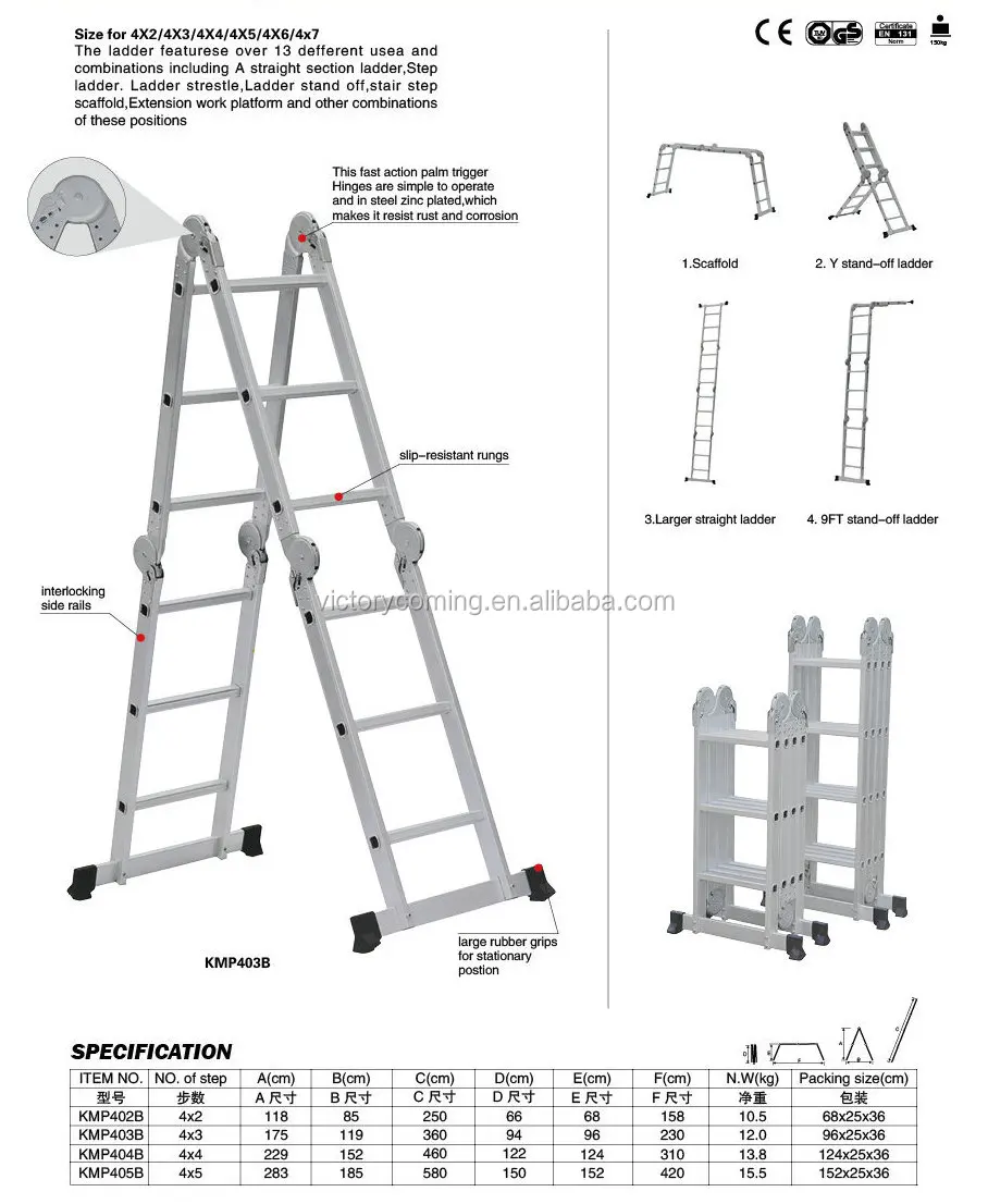 15.4FT 4-Folding Step Ladder Platform Aluminum Extension Multi-Purpose HeavyDuty 