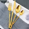 handmade matte gold thailand stainless steel luxury spoon flatware titanium cutlery set