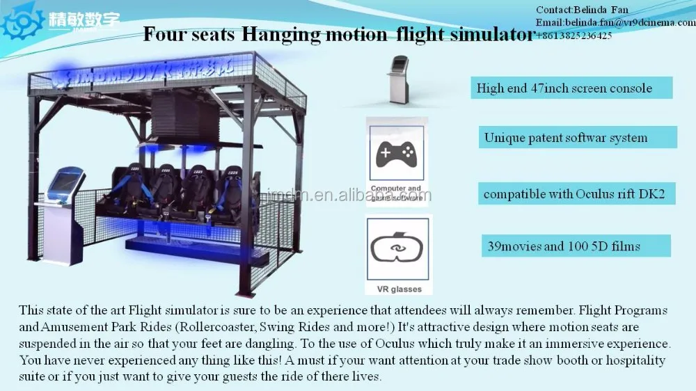 HTC vive VR experience amusement ride arcade game machine VR flight simulator with 9D Virtual reality game