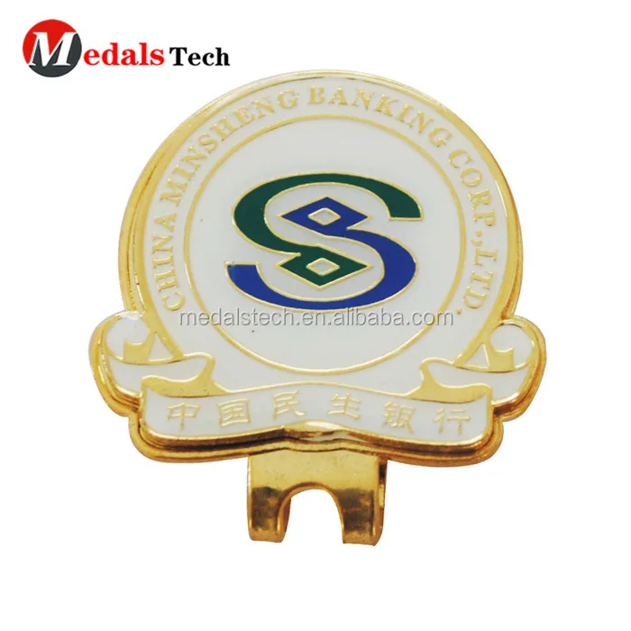 Promotional cartoon cute  gold magnetic golf cap clip and ball marker set