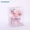 2019 Valentine Day Soap Flower Rose Bouquet Cheap Mother Day Present Flower Box OEM Plush Bear Soap Flower Box For Lover