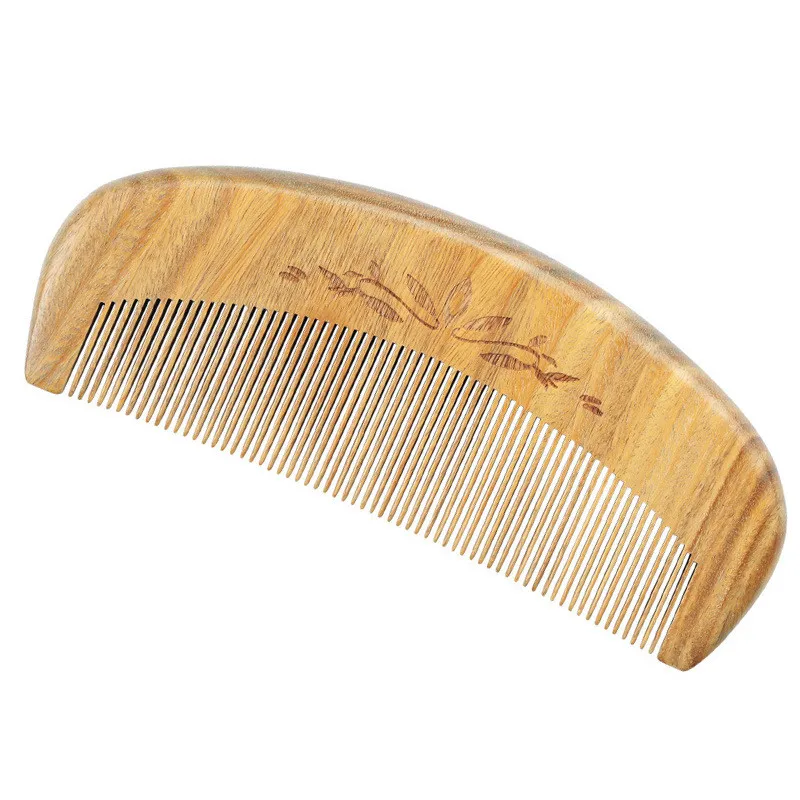 天然绿檀香细齿梳,防静电口袋木梳接受自定义标志