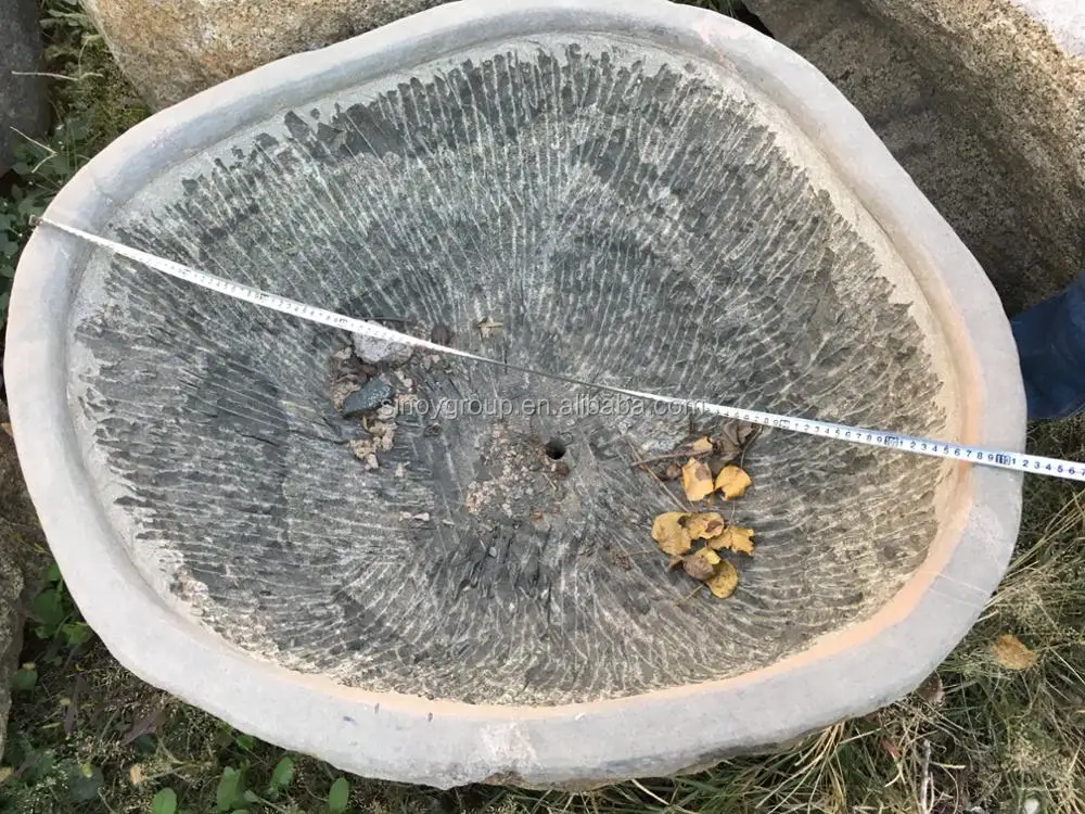 Modern Home Garden Water Troughs,Black Natural Stone Old Stone Water