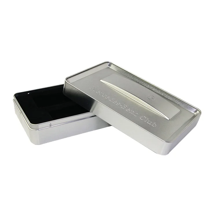 Wholesale Flat Proof Embossed Lid Car Large Solid Rectangular Custom Logo Container Metal Packaging Empty  Tin Box