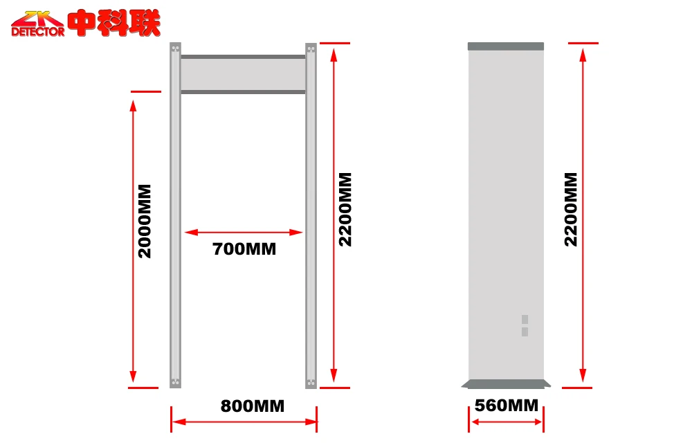 Archway Metal Detector 6 Zones Walk Through Metal Detector With Led