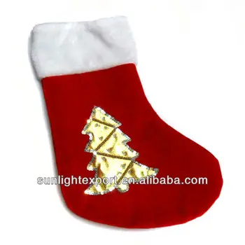 Promotional Plain Felt Christmas Stocking Santa Socks With Gold Xmas Promotional Plain Felt Christmas Stocking Santa Socks With Gold Xmas Tree