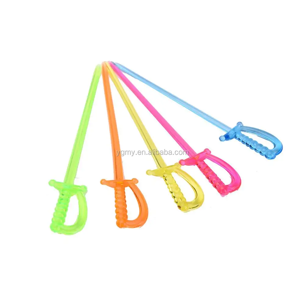 Sword Shape Home Dining Disposable Plastic Food Cake Fruit Fork Picks