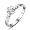 CZCITY Elegant 1 Carat Cubic Zirconia Wedding Ring Beautiful Six Claws Prong Setting 925 Sterling Silver Ring