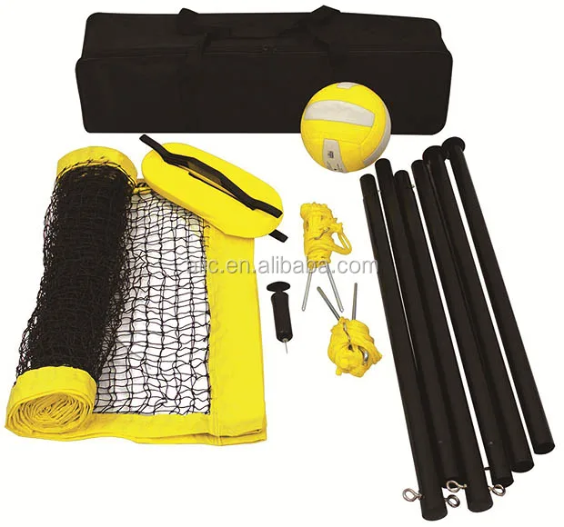 Durable easy assembly beach volleyball netting with court ribbon