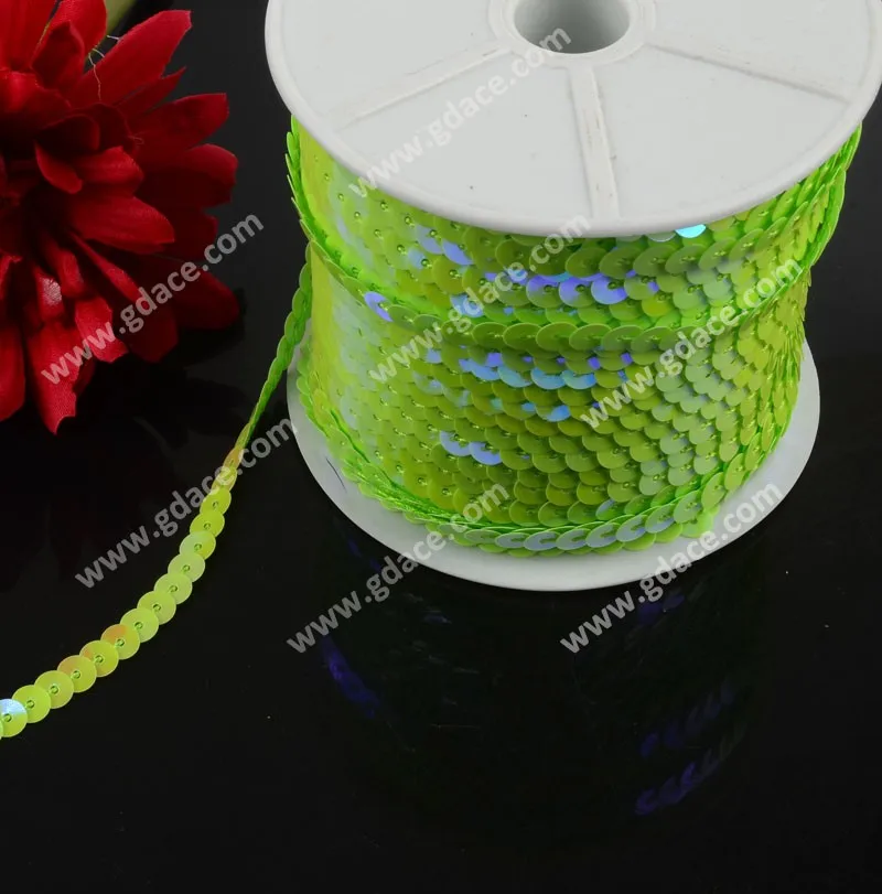 Colorful Line Sequins For Costume 4mm Green Color China