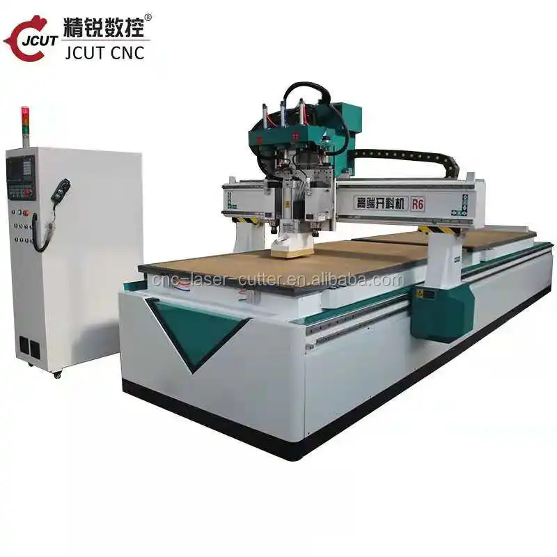 JCUT R6 1325 CNC Wood Router/ cnc drilling machine with two spindles/ Fast speed cnc machine for wood cutting